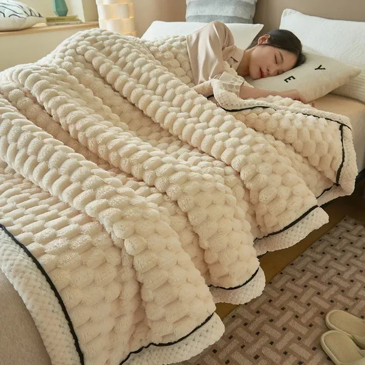 Plaid Coral Fleece Warm Blanket