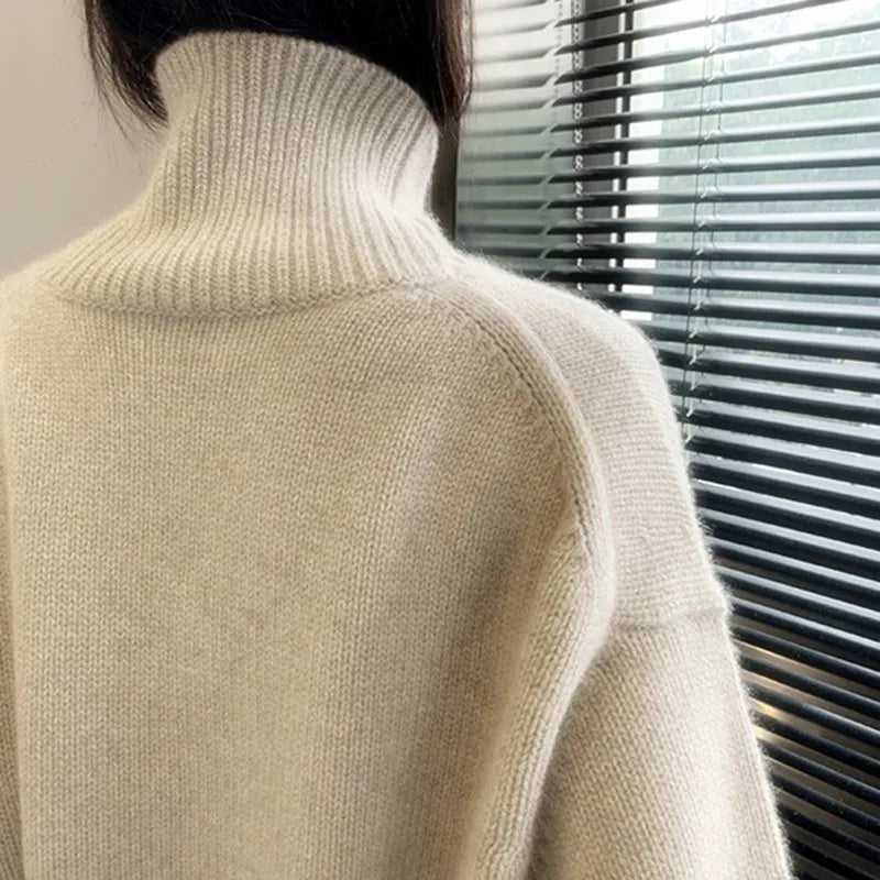 Cashmere Sweater Women High Neck Pullover