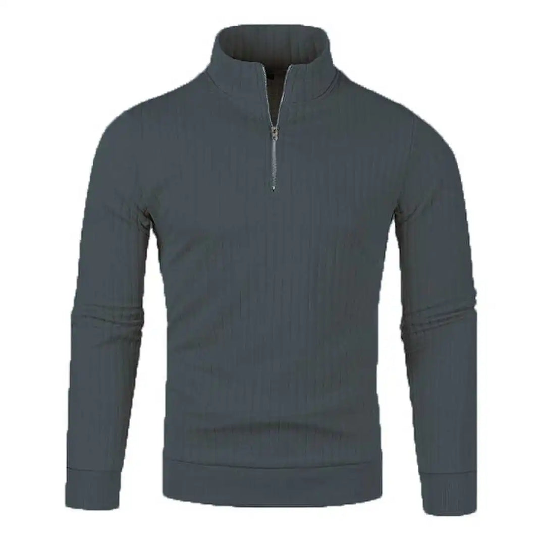 Men Semi Turtleneck Half Zip Knit Sweater