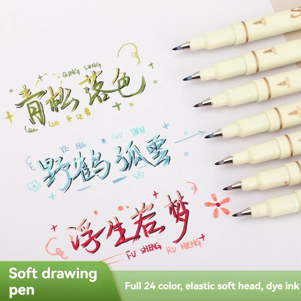 24 Color Calligraphy Brush Marker Set - Polendo Design