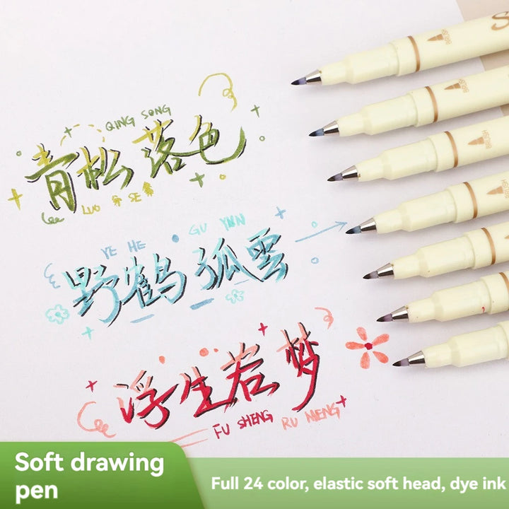24 Color Calligraphy Brush Marker Set - Polendo Design