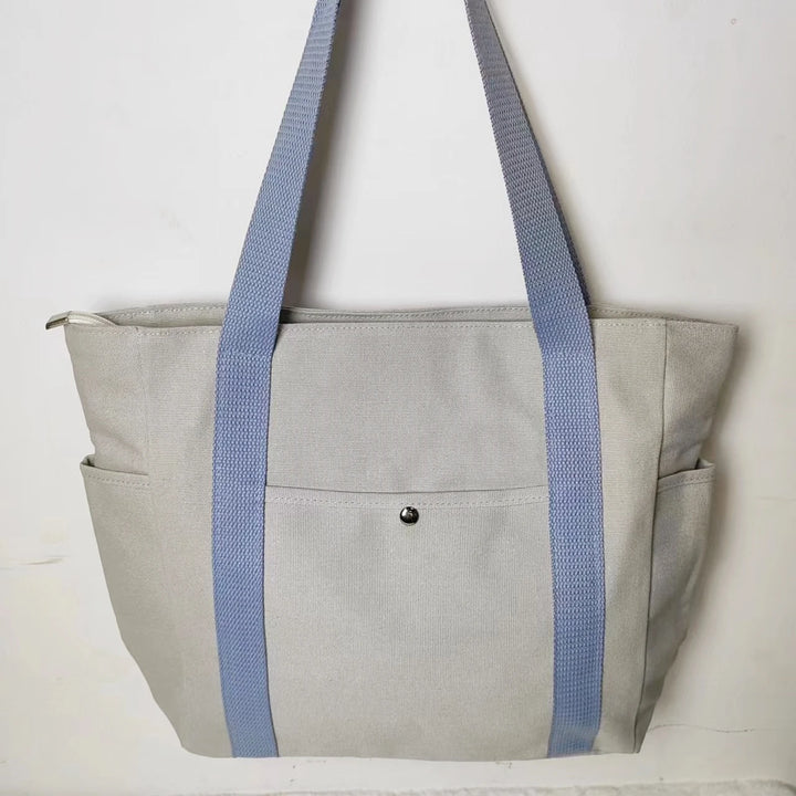 Everyday Black Canvas Tote Bag with Pockets