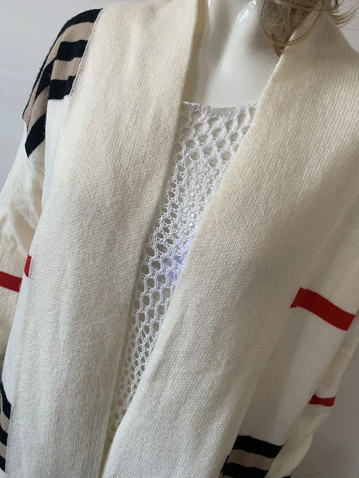 Oversized Striped Knit Cardigan for Women
