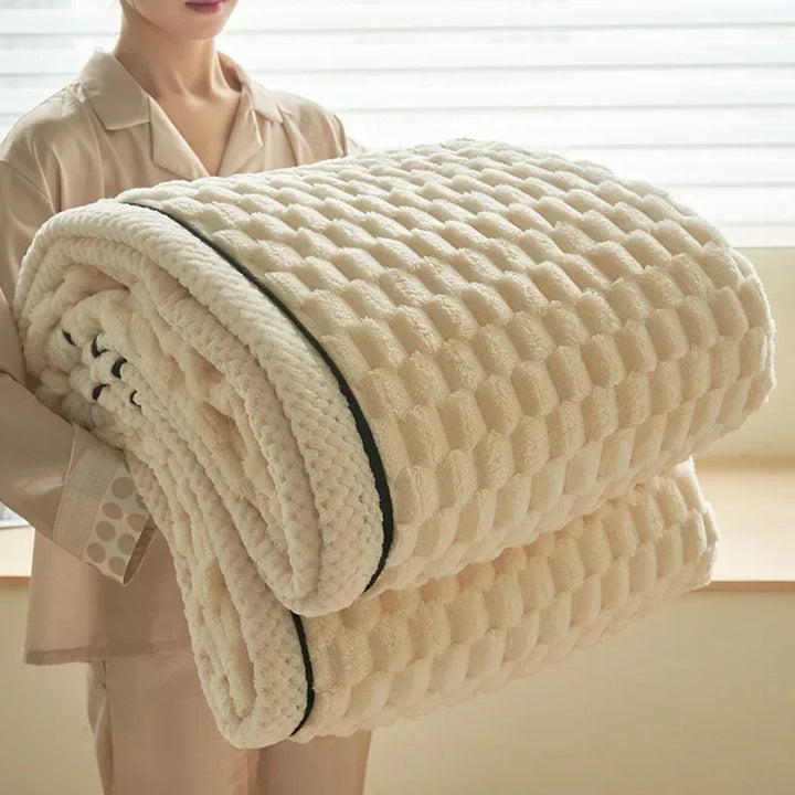 Plaid Coral Fleece Warm Blanket