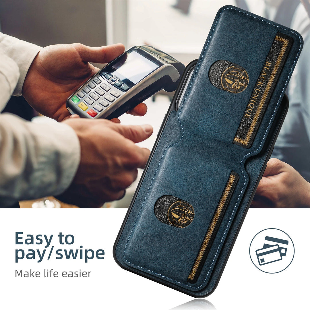 Magnetic Leather Phone Wallet Case Cover for iPhone - Polendo Design