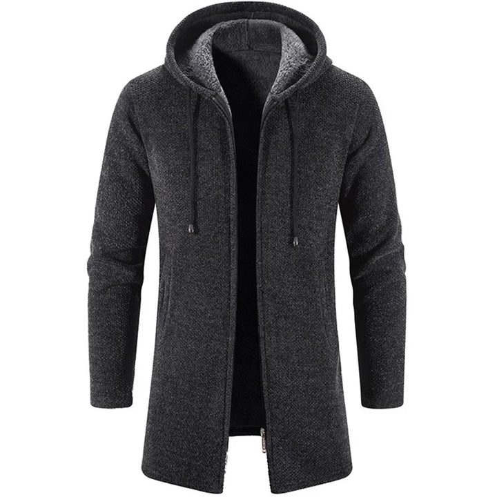 Gray hooded coat on a white background