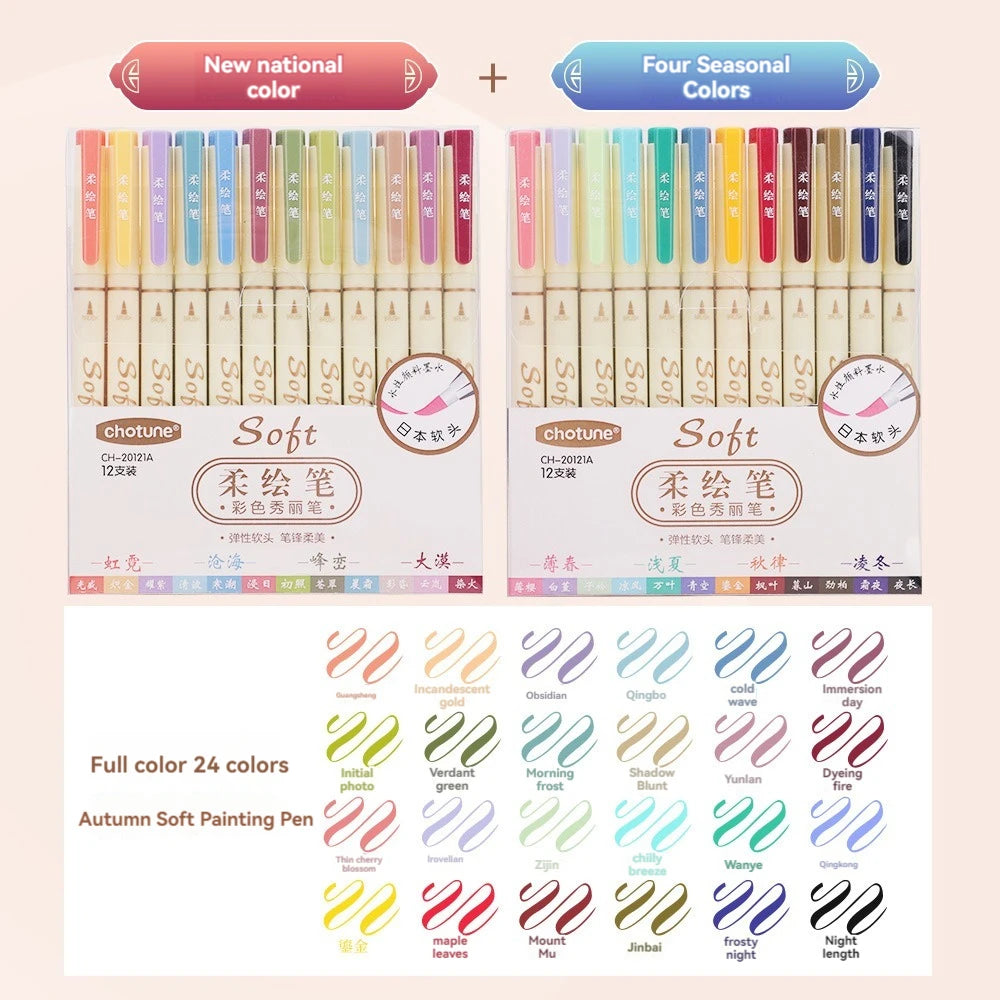 24 Color Calligraphy Brush Marker Set - Polendo Design