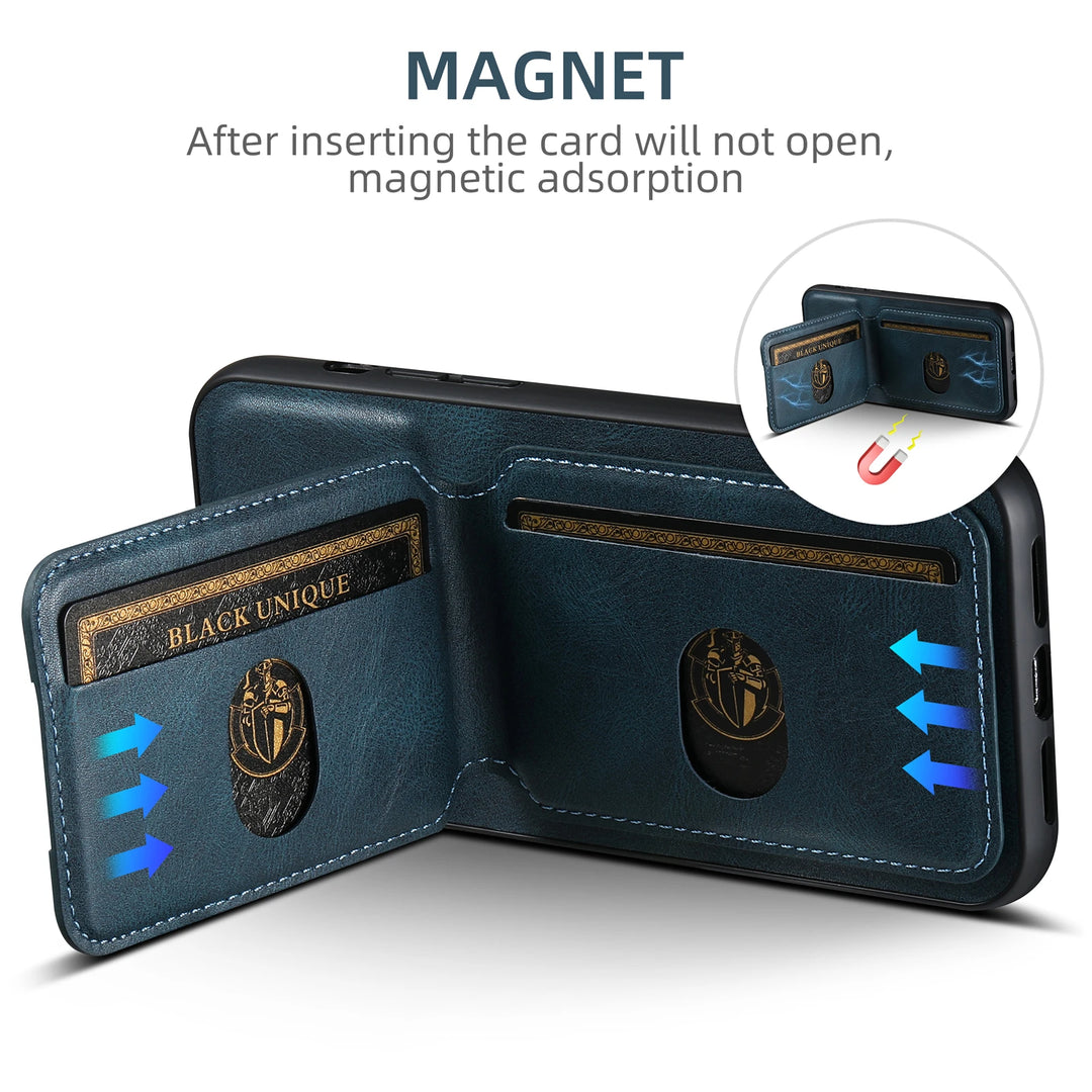 Magnetic Leather Phone Wallet Case Cover for iPhone - Polendo Design