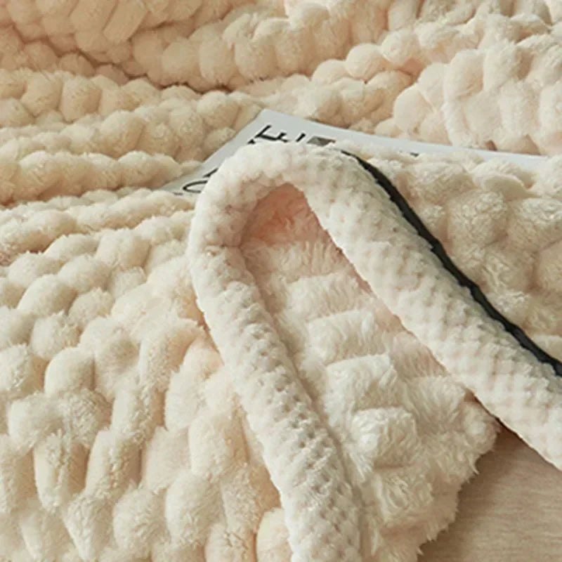 Plaid Coral Fleece Warm Blanket