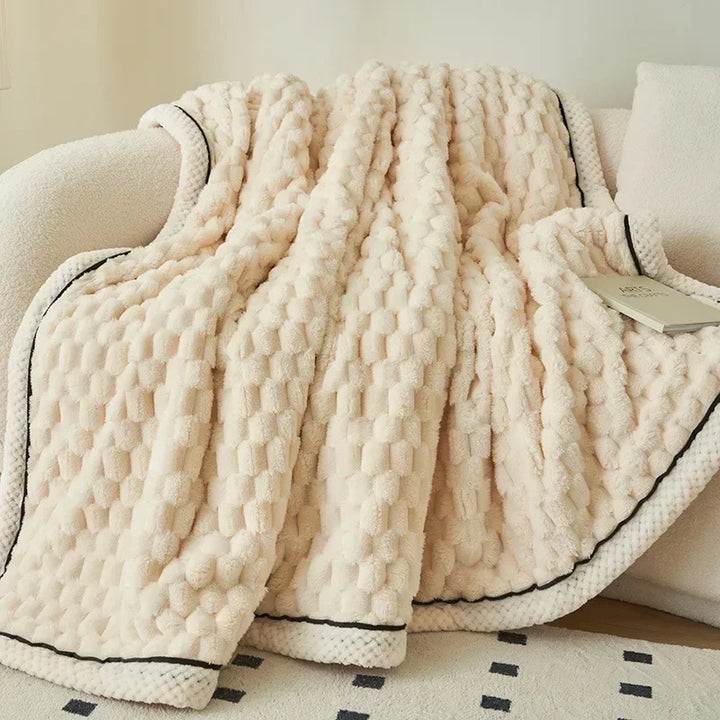 Plaid Coral Fleece Warm Blanket