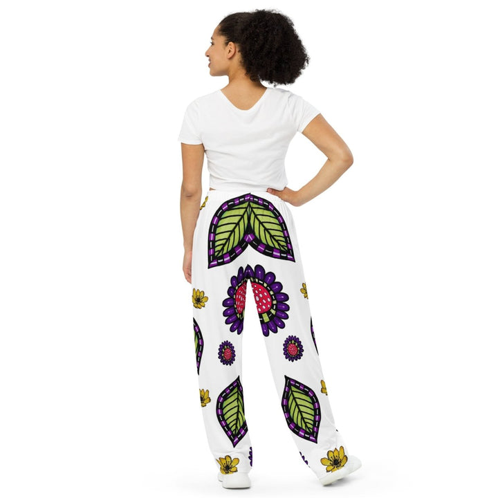 Garden Static Wide-Leg Pants – All-Over Floral Print - Polendo Design Garden Static wide-leg pants