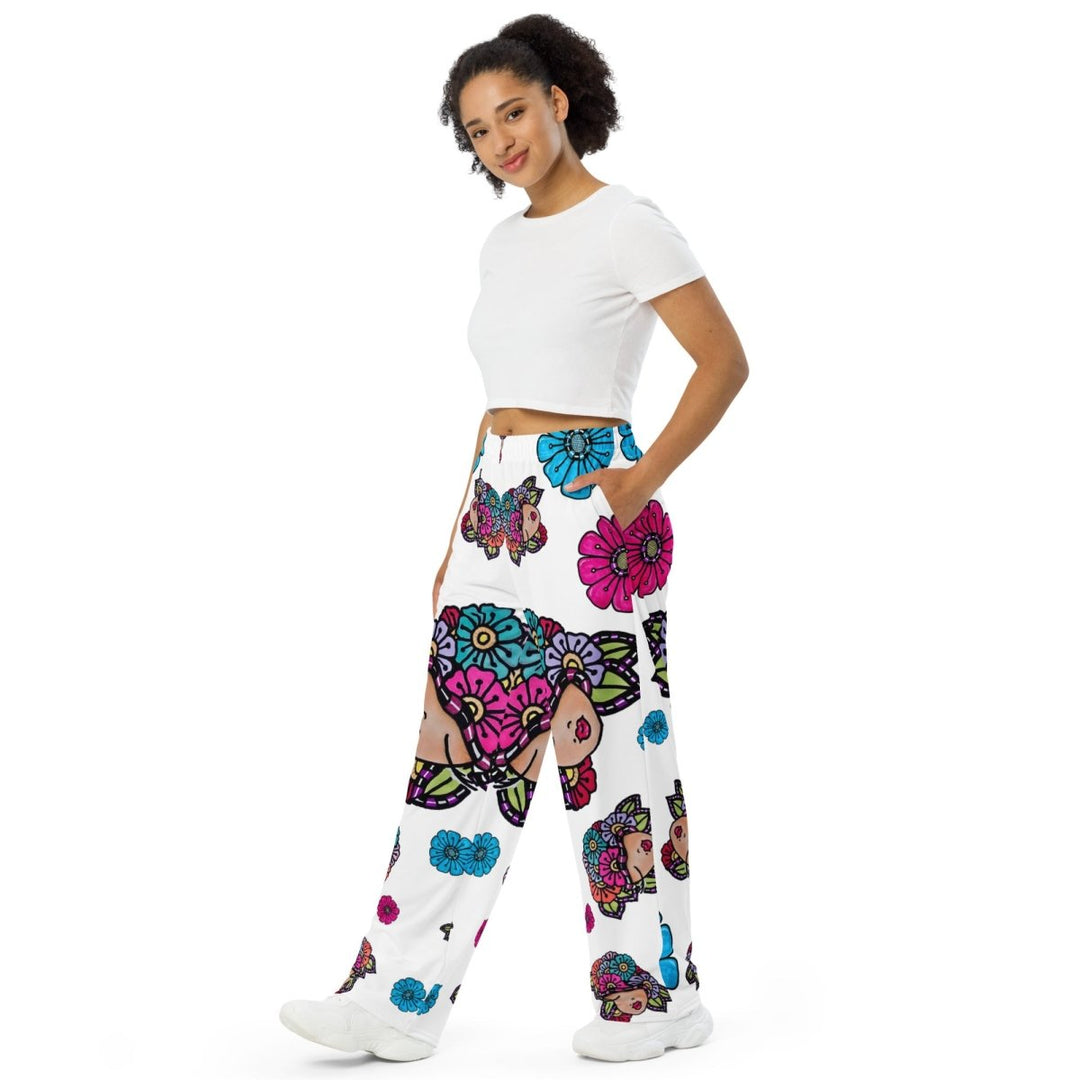 Polendo Fiesta Flora Wide-Leg Pants – All-Over Floral Print - Polendo Design Polendo Fiesta Flora wide-leg pants