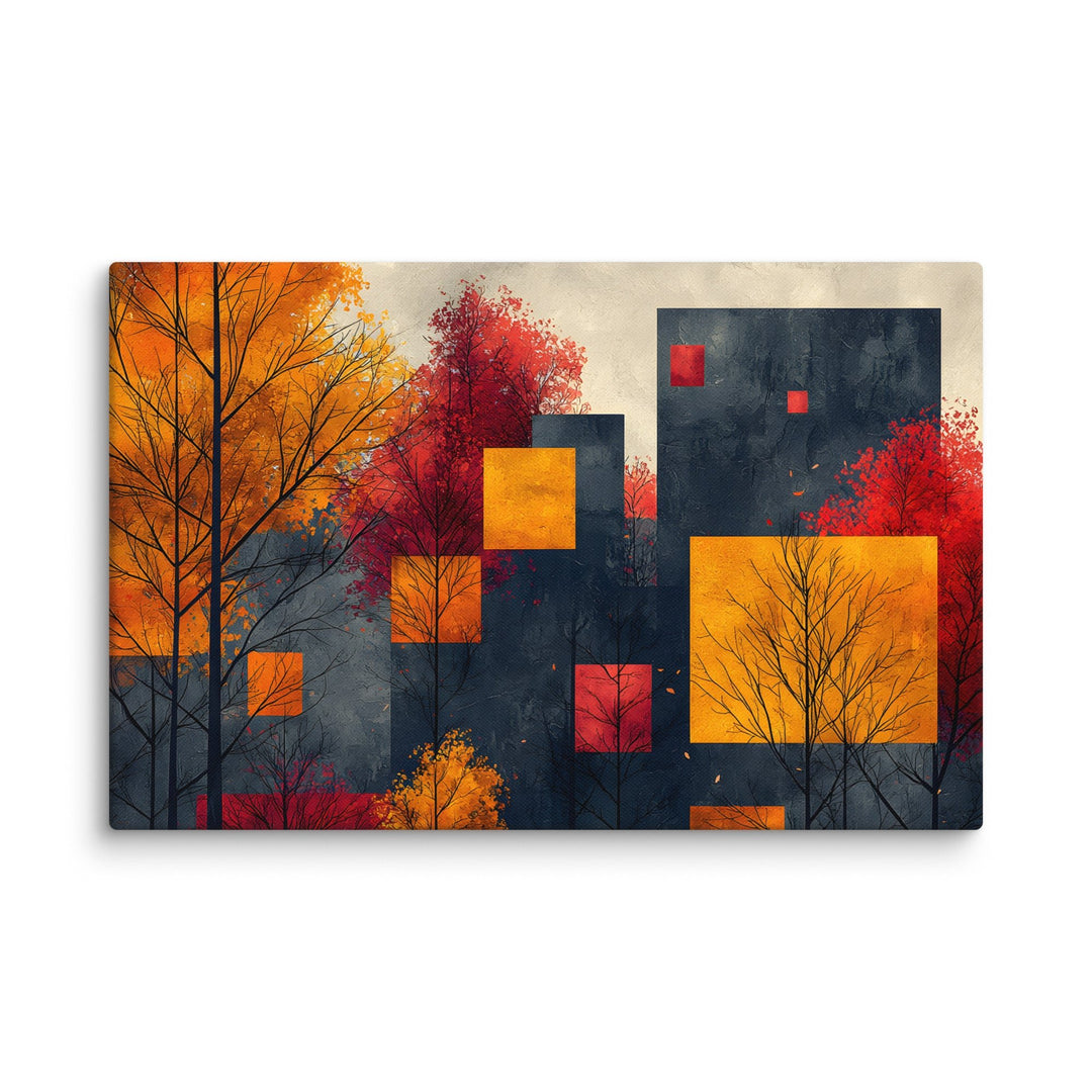 Autumn Geometry Abstract Wall Art Canvas Print - Polendo Design