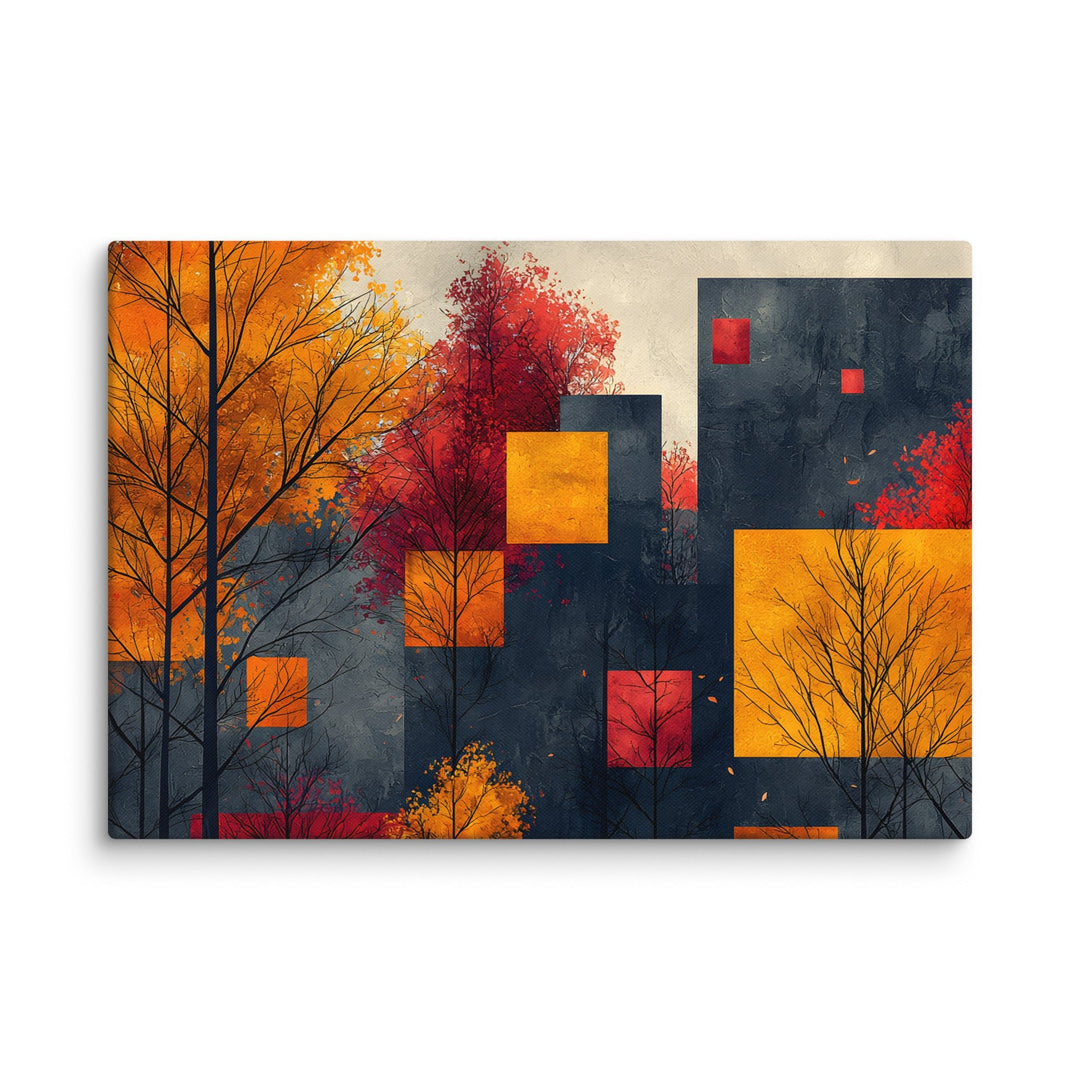 Autumn Geometry Abstract Wall Art Canvas Print - Polendo Design