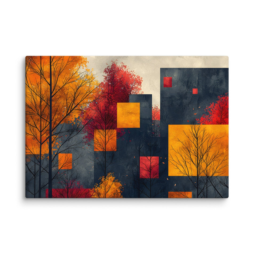 Autumn Geometry Abstract Wall Art Canvas Print - Polendo Design
