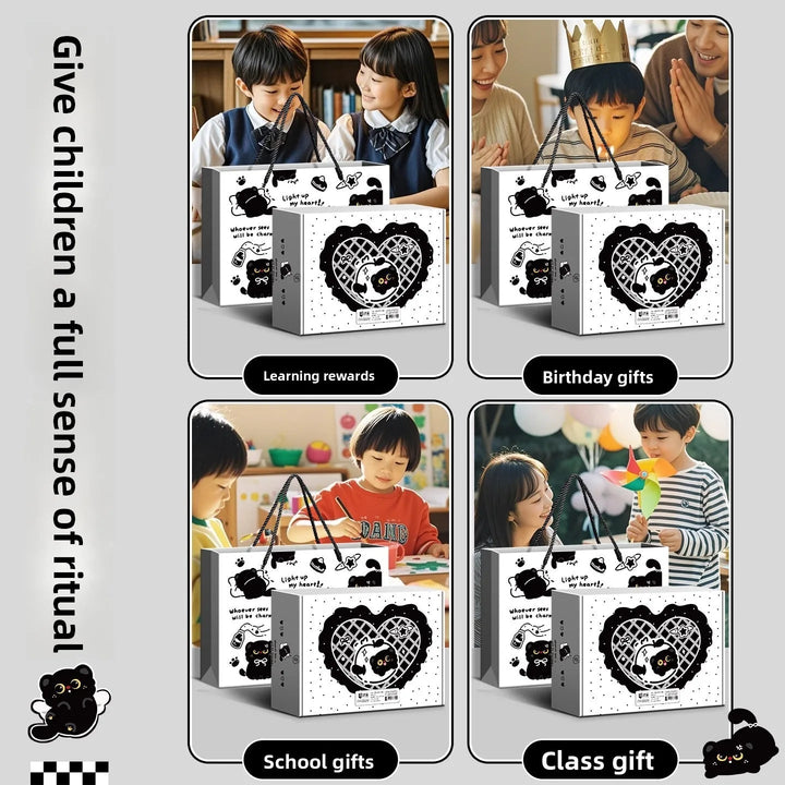 Black Cat Stationery Set – Aesthetic School Kit with Pen &amp; Pouch - Polendo Design black cat stationery set