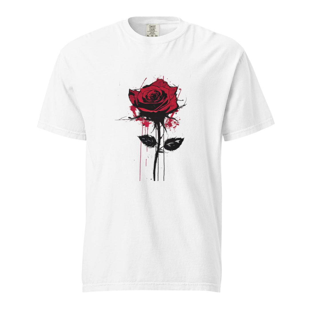 "Bleeding-Rose" garment-dyed heavyweight t-shirt - Polendo Design