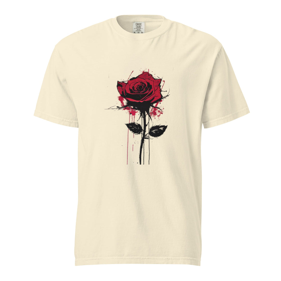 "Bleeding-Rose" garment-dyed heavyweight t-shirt - Polendo Design