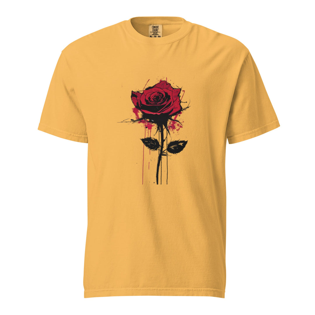 "Bleeding-Rose" garment-dyed heavyweight t-shirt - Polendo Design