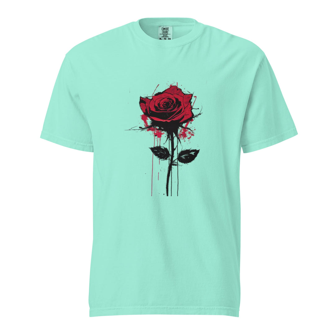 "Bleeding-Rose" garment-dyed heavyweight t-shirt - Polendo Design