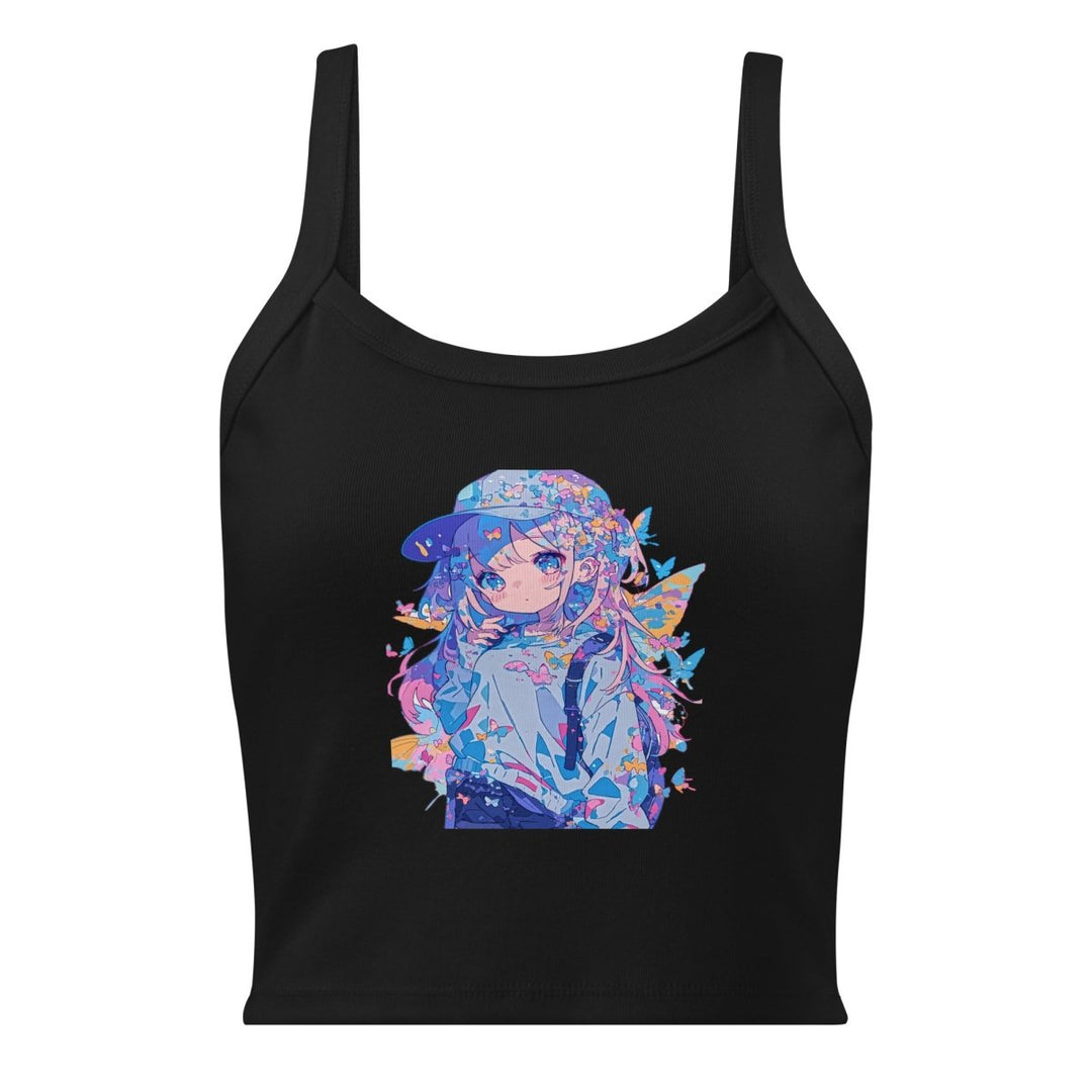 Butterfly Daydream Ribbed Tank Top – Graphic Crop Top - Polendo Design Butterfly Daydream ribbed tank top