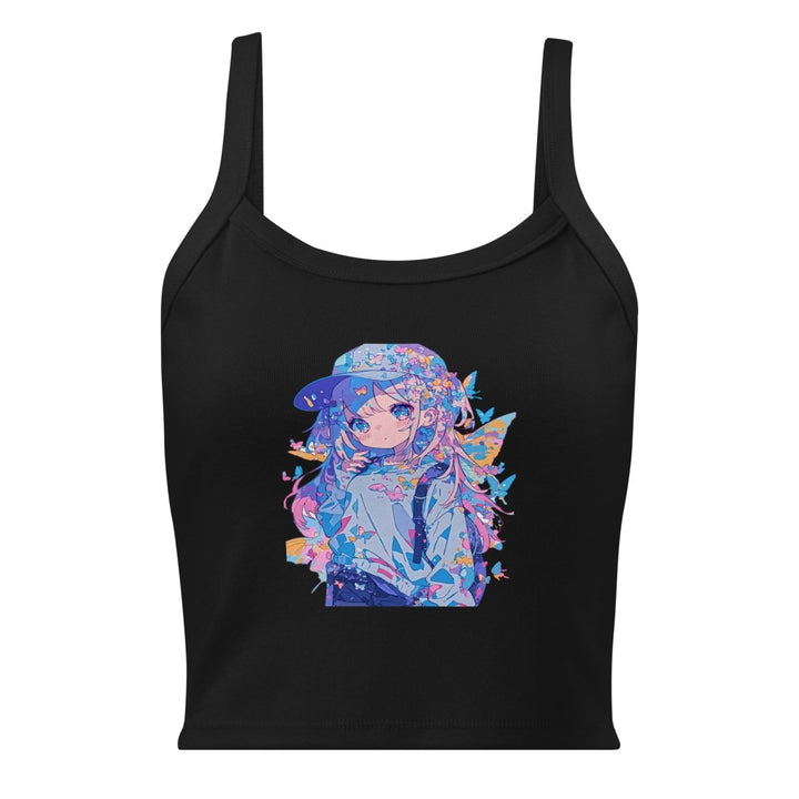 Butterfly Daydream Ribbed Tank Top – Graphic Crop Top - Polendo Design Butterfly Daydream ribbed tank top