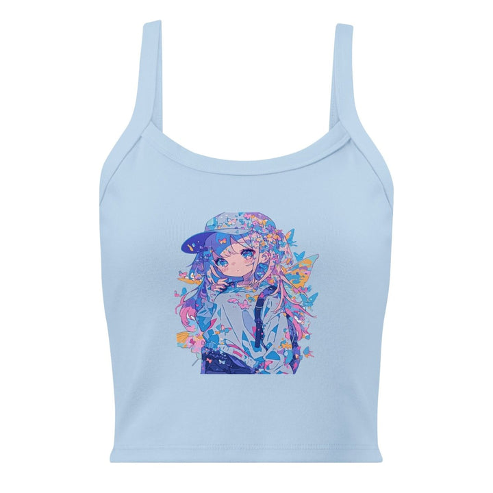 Butterfly Daydream Ribbed Tank Top – Graphic Crop Top - Polendo Design Butterfly Daydream ribbed tank top