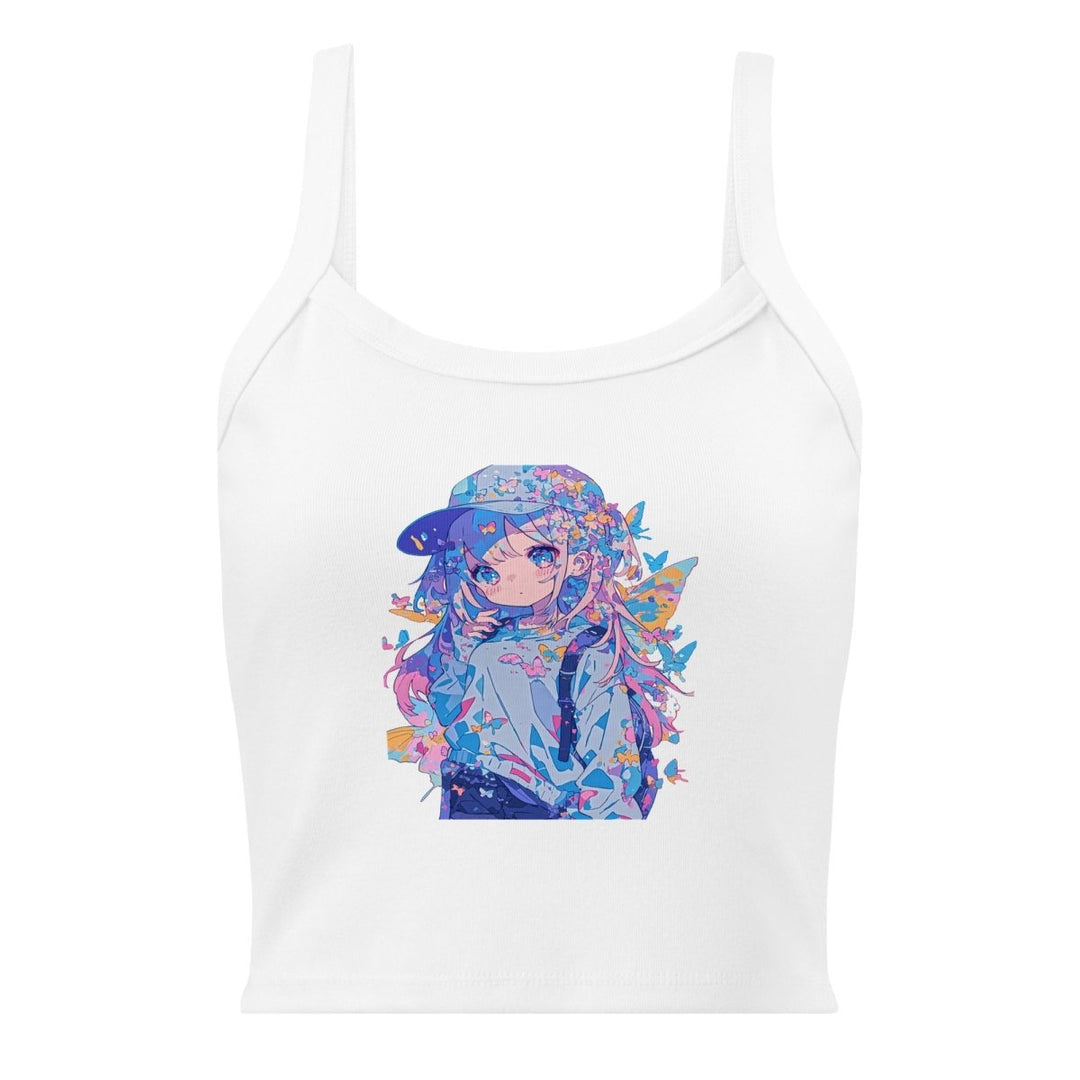 Butterfly Daydream Ribbed Tank Top – Graphic Crop Top - Polendo Design Butterfly Daydream ribbed tank top