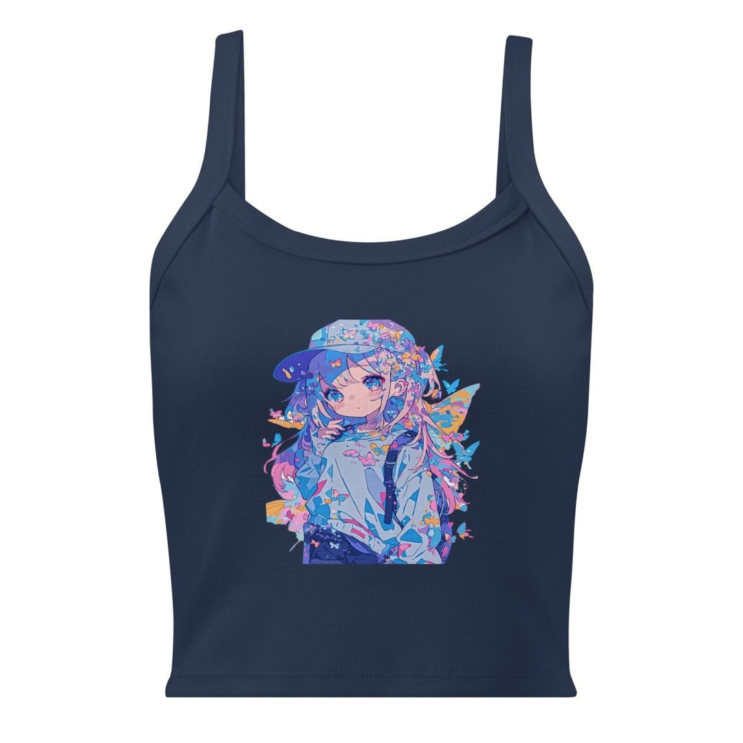 Butterfly Daydream Ribbed Tank Top – Graphic Crop Top - Polendo Design Butterfly Daydream ribbed tank top