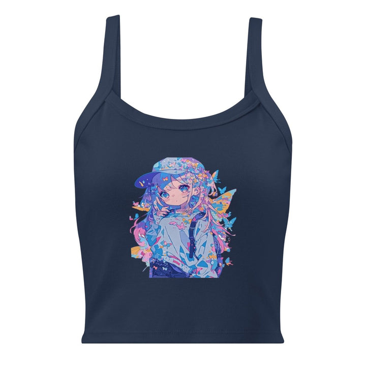 Butterfly Daydream Ribbed Tank Top – Graphic Crop Top - Polendo Design Butterfly Daydream ribbed tank top