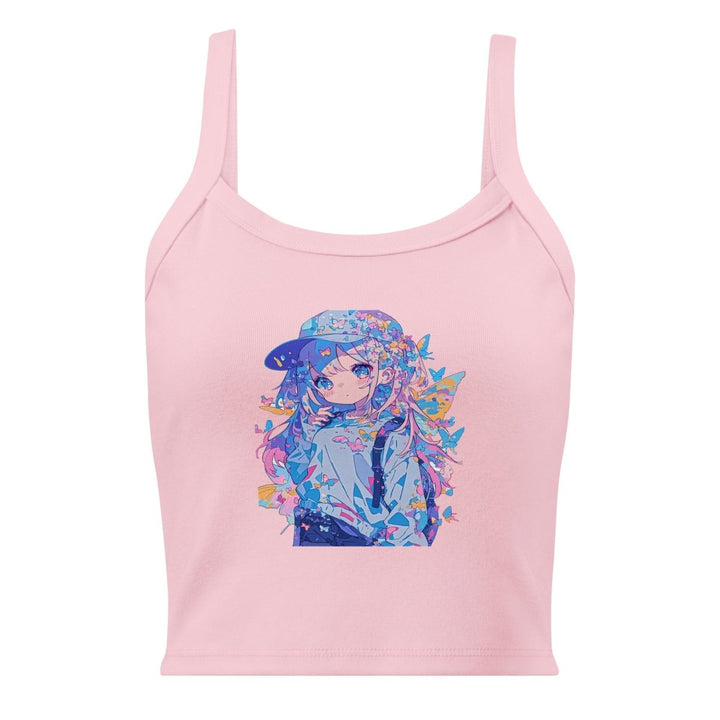Butterfly Daydream Ribbed Tank Top – Graphic Crop Top - Polendo Design Butterfly Daydream ribbed tank top
