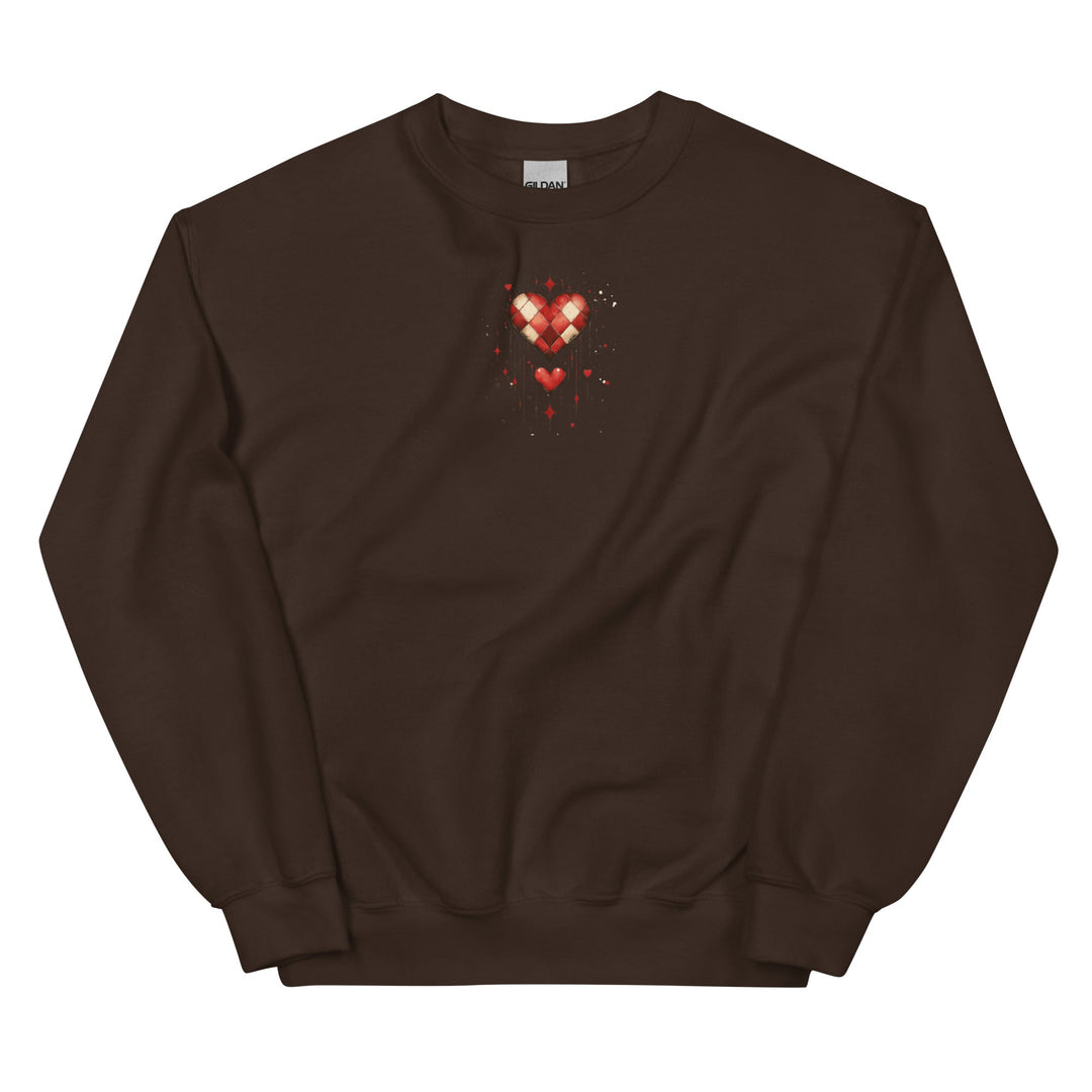 Checkered Heart Sweatshirt – Unisex Fit - Polendo Design checkered heart sweatshirt