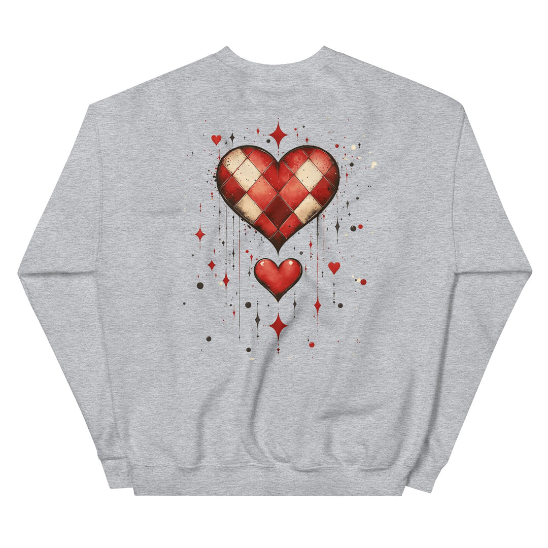 Checkered Heart Sweatshirt – Unisex Fit - Polendo Design checkered heart sweatshirt