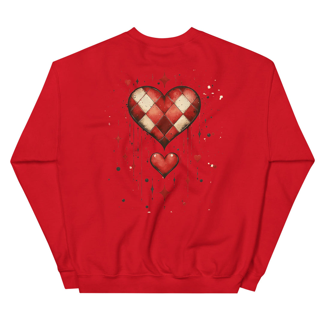Checkered Heart Sweatshirt – Unisex Fit - Polendo Design checkered heart sweatshirt