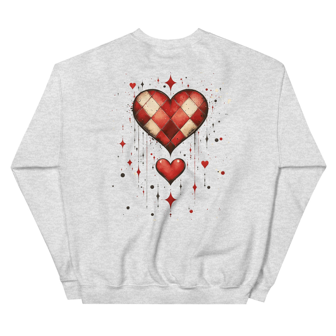 Checkered Heart Sweatshirt – Unisex Fit - Polendo Design checkered heart sweatshirt