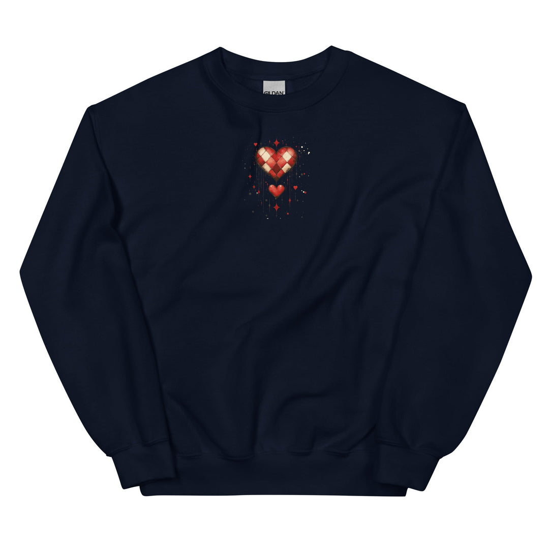 Checkered Heart Sweatshirt – Unisex Fit - Polendo Design checkered heart sweatshirt
