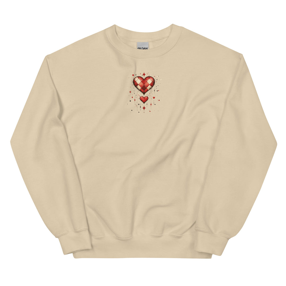 Checkered Heart Sweatshirt – Unisex Fit - Polendo Design checkered heart sweatshirt