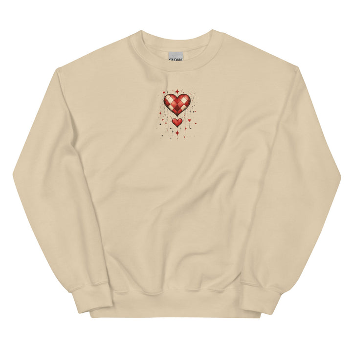 Checkered Heart Sweatshirt – Unisex Fit - Polendo Design checkered heart sweatshirt