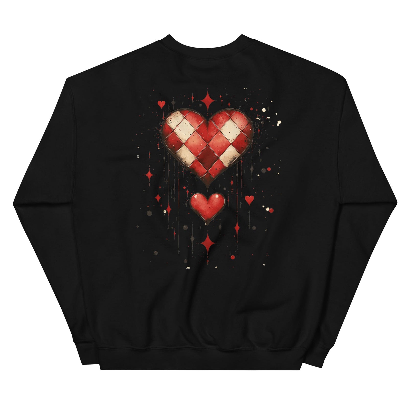 Checkered Heart Sweatshirt – Unisex Fit - Polendo Design checkered heart sweatshirt