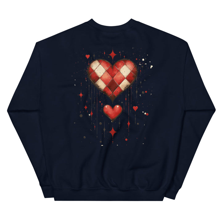 Checkered Heart Sweatshirt – Unisex Fit - Polendo Design checkered heart sweatshirt