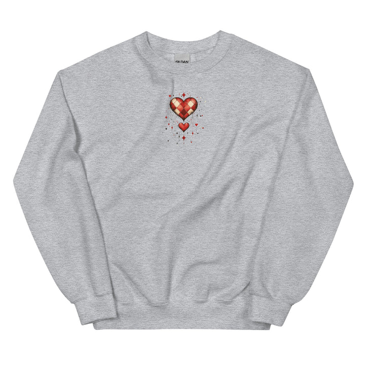 Checkered Heart Sweatshirt – Unisex Fit - Polendo Design checkered heart sweatshirt