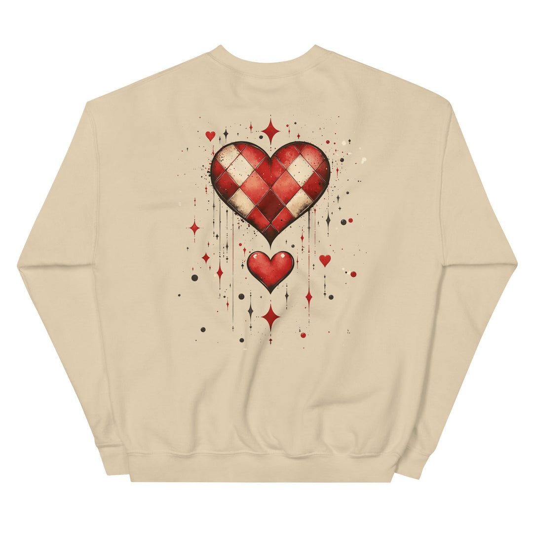 Checkered Heart Sweatshirt – Unisex Fit - Polendo Design checkered heart sweatshirt