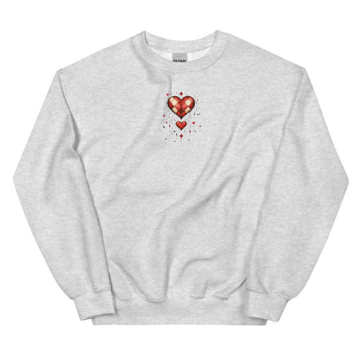 Checkered Heart Sweatshirt – Unisex Fit - Polendo Design checkered heart sweatshirt