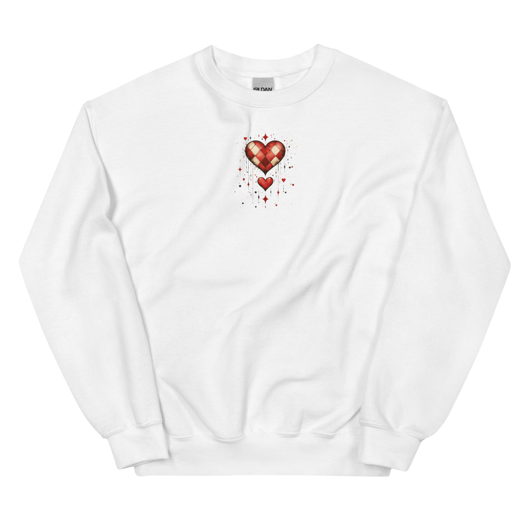 Checkered Heart Sweatshirt – Unisex Fit - Polendo Design checkered heart sweatshirt