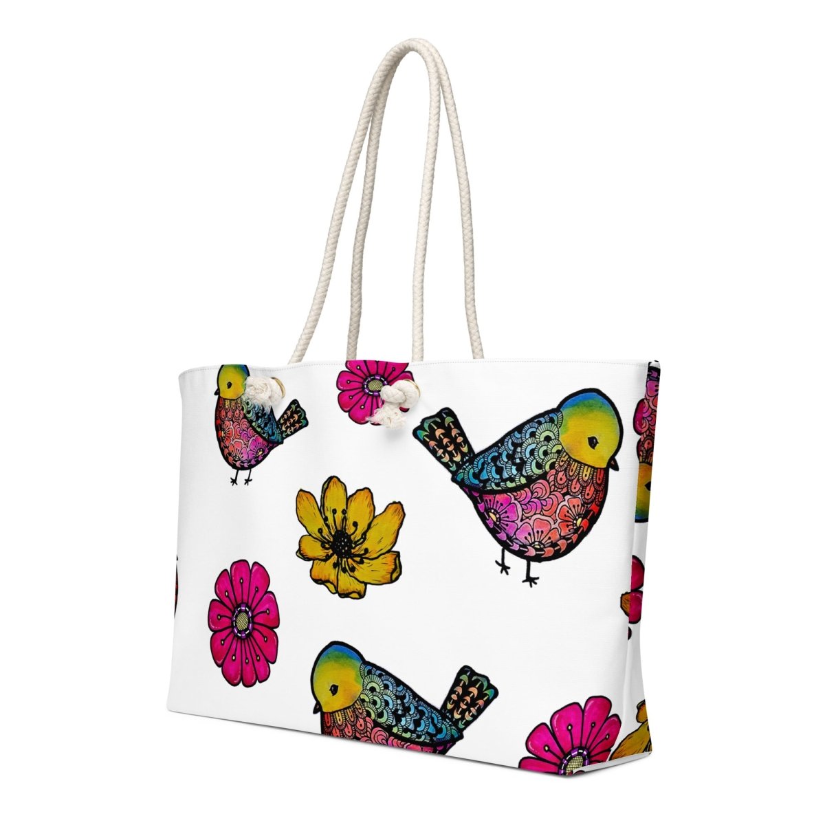 Chirp Bloom Pattern Oversized Weekender Bag - Polendo Design Chirp Bloom Pattern oversized weekender bag