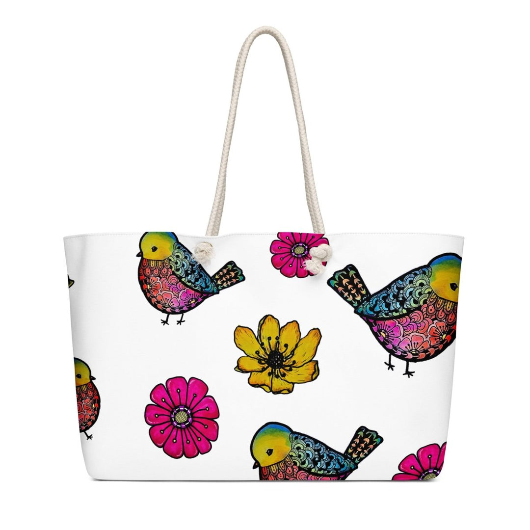 Chirp Bloom Pattern Oversized Weekender Bag - Polendo Design Chirp Bloom Pattern oversized weekender bag
