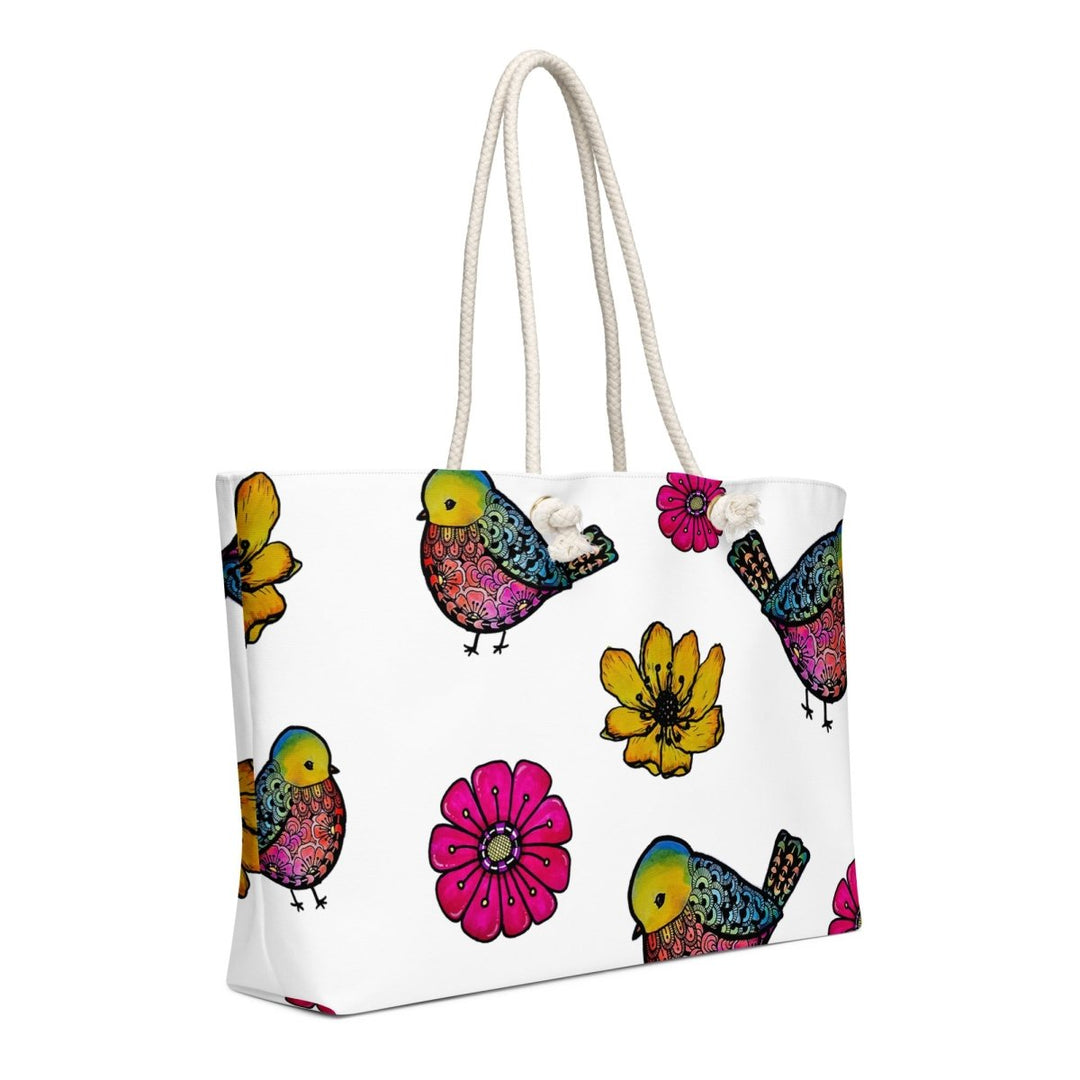 Chirp Bloom Pattern Oversized Weekender Bag - Polendo Design Chirp Bloom Pattern oversized weekender bag