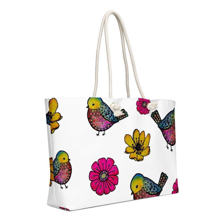 Chirp Bloom Pattern Oversized Weekender Bag - Polendo Design Chirp Bloom Pattern oversized weekender bag