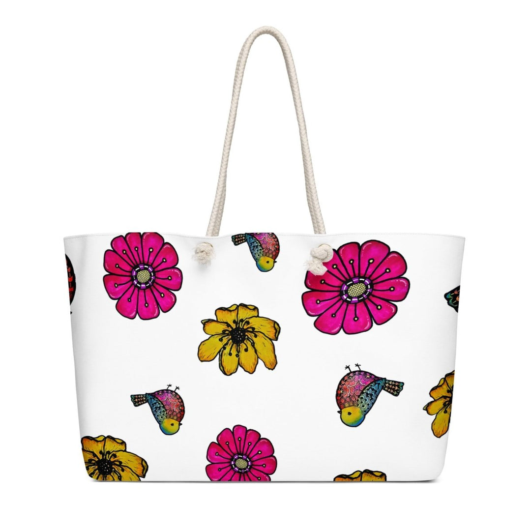 Chirp Bloom Pattern Oversized Weekender Bag - Polendo Design Chirp Bloom Pattern oversized weekender bag