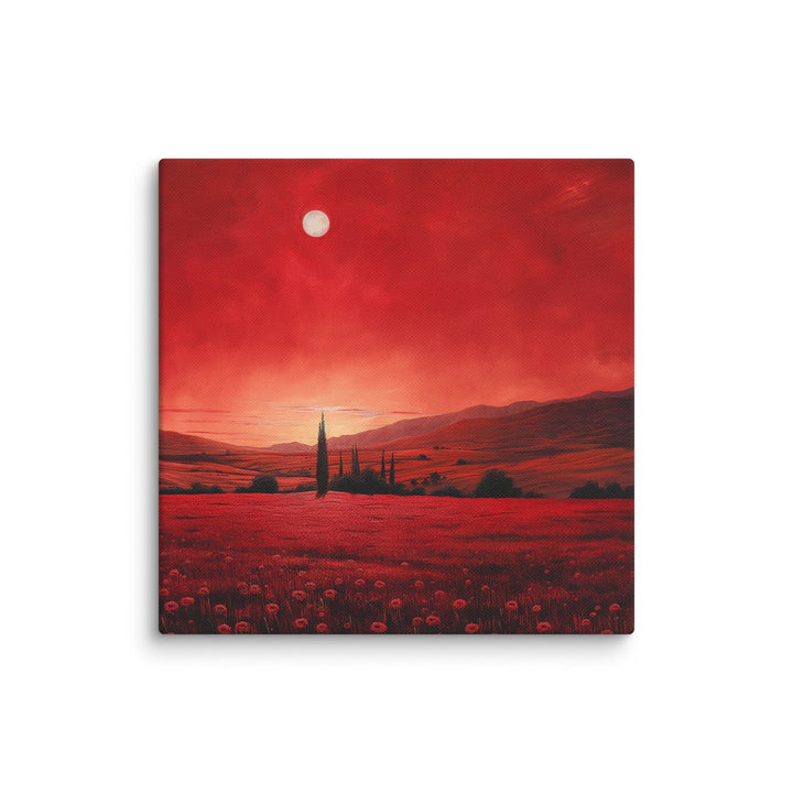 Crimson Veil Red Landscape Canvas Wall Art - Polendo Design red landscape canvas wall art